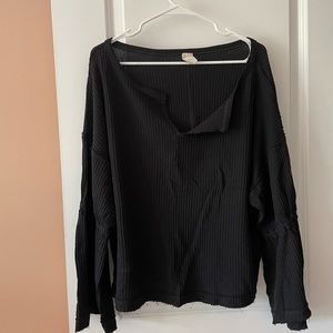 Free People Size Large over size waffle long sleeve